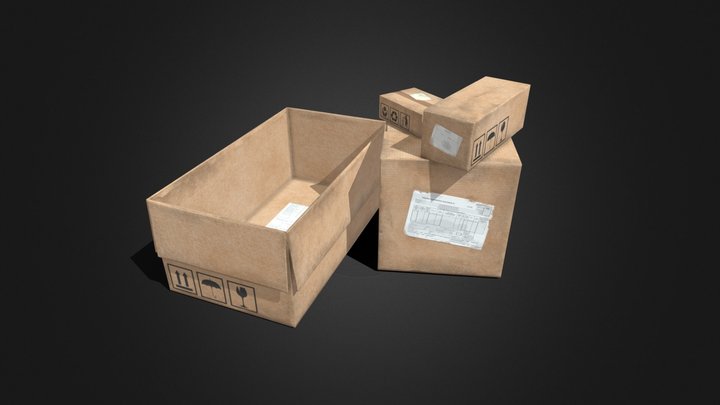 Very simple cardboard boxes 3D Model