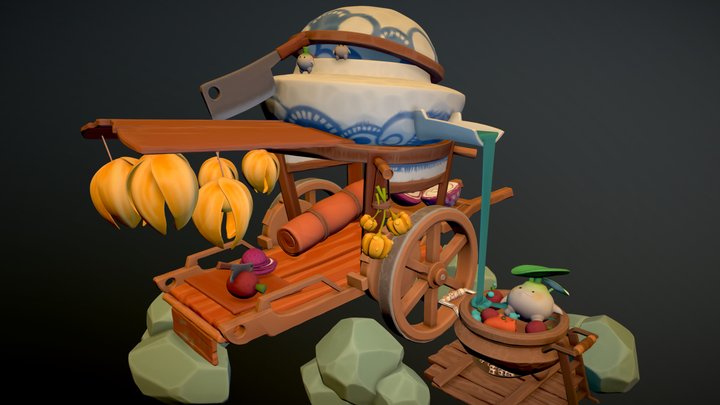 The Traveling Wagon - Dungeon Streetfood 3D Model