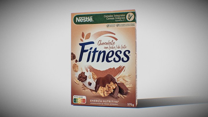 Nestlé Fitness Chocolate Cereal Box 3D Model