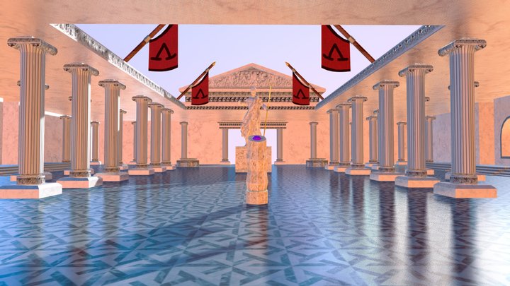 Greek Temple Scene Sketchfab 3D Model