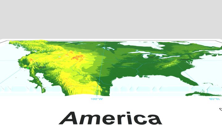 三维美国地形模型 3D topographic model of America 3D Model