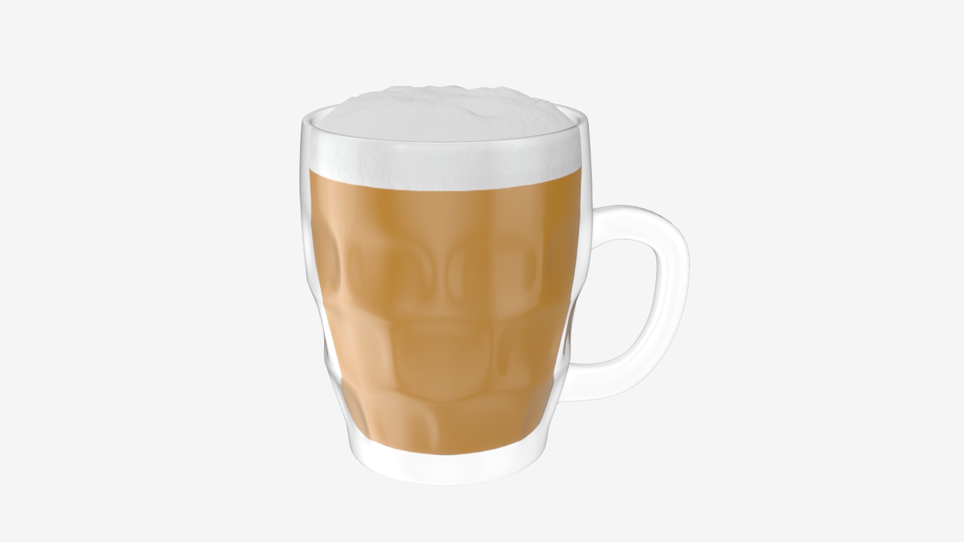 3D model beer stein with foam - This is a 3D model of the beer stein with foam. The 3D model is about a glass mug with a brown liquid.