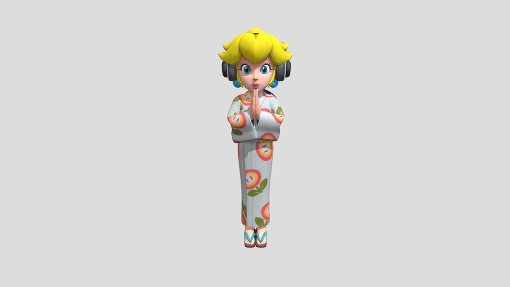 Peach Yukata Headphones Holding Palms Together