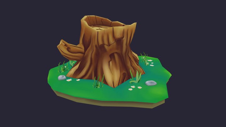 Handpainted Tree Stump - Practice 3D Model