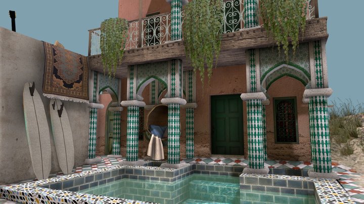 Morroccan Riad turned Surfer's Beach House 3D Model
