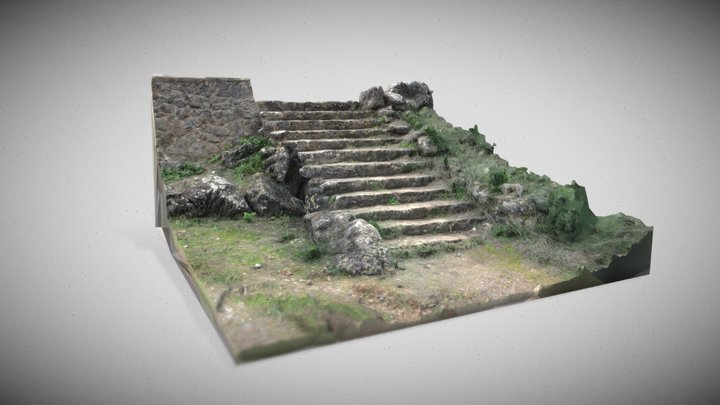 Old stone stair with small cave 3D Model