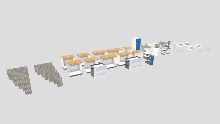Modular Kitchen Set 01 3D Model