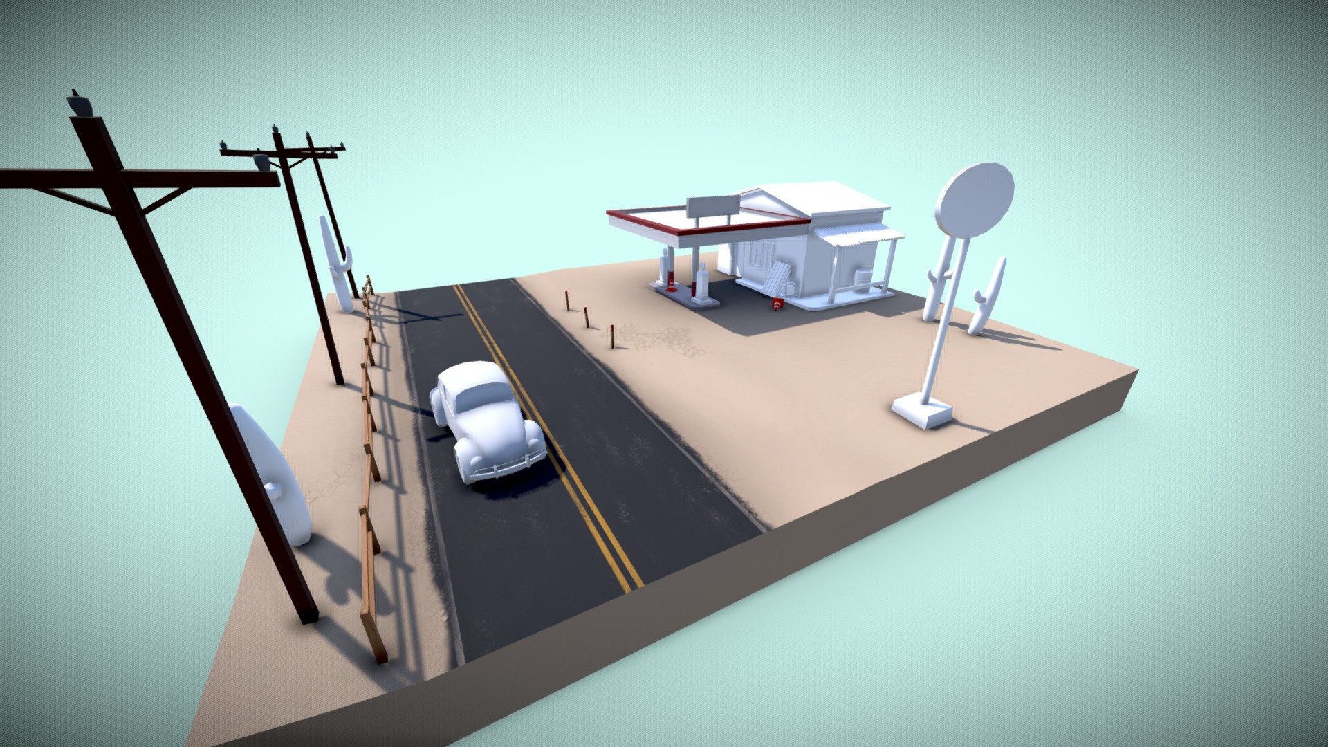 Desert Gas Station WIP - 3D model by TiniTurboo [30dd4fb] - Sketchfab