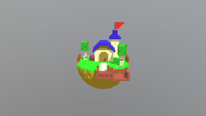 Floating Island With House 3D Model