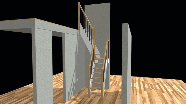 Farmer Alternating L-shape Stair 3D Model