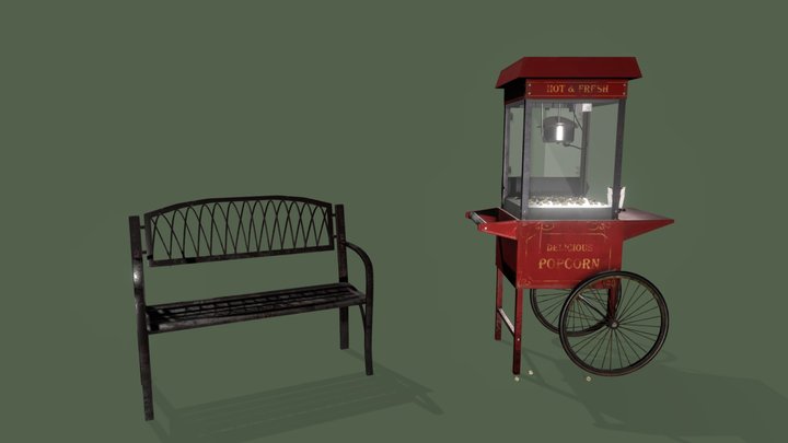 Popcorn Cart 3D Model