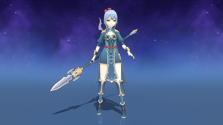 Aura - Genshin Impact character concept (rigged) 3D Model