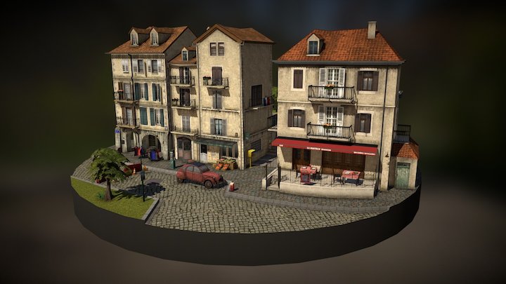 Cityscene inspired by Annecy 3D Model