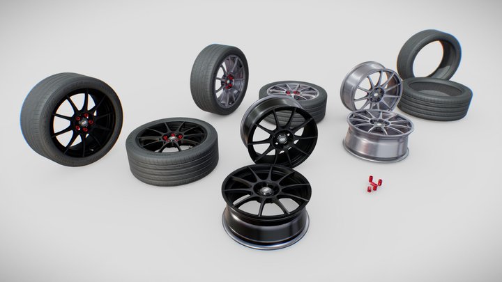 Enkei SC22 & SC33 With Kumho Ecsta PS71 3D Model