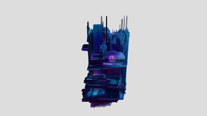 low poly scifi building 3D Model