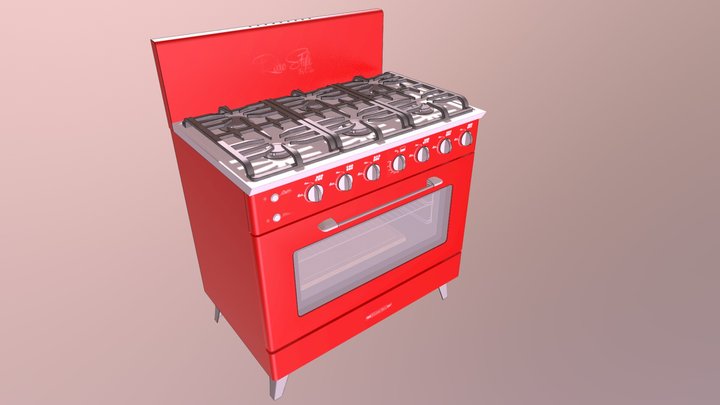 Cocina Retro 900 Roja - Luxor Gas 3D Model