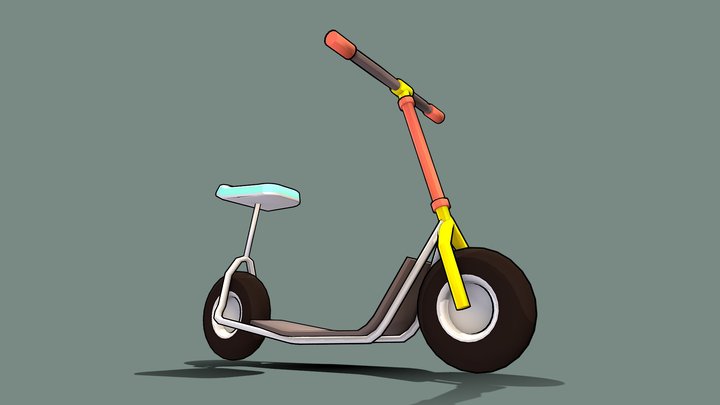 Low Poly Stylized Cartoon Scooter 3D Model