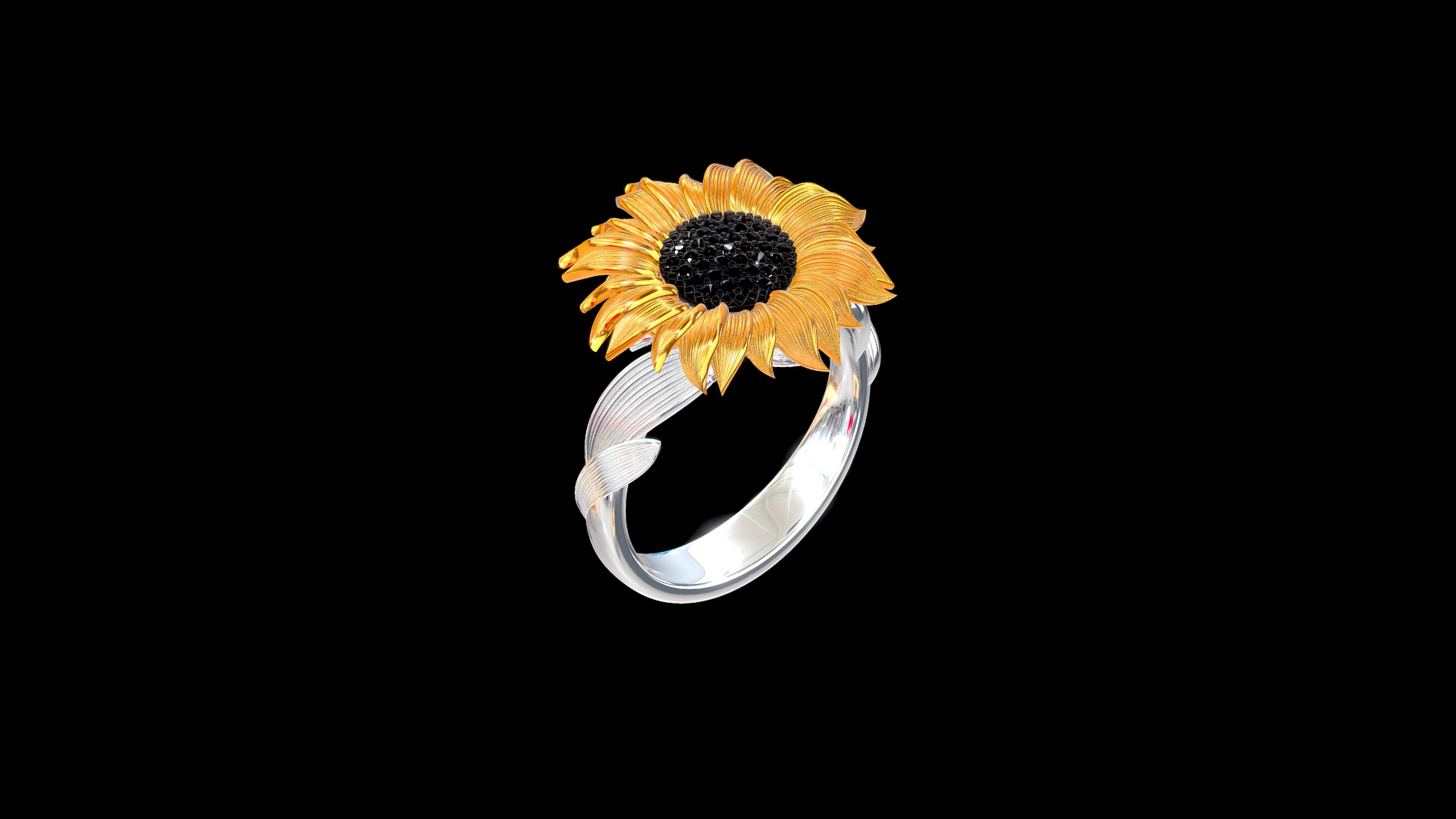 3D model SUNFLOWER - This is a 3D model of the SUNFLOWER. The 3D model is about a ring with a flower on it.