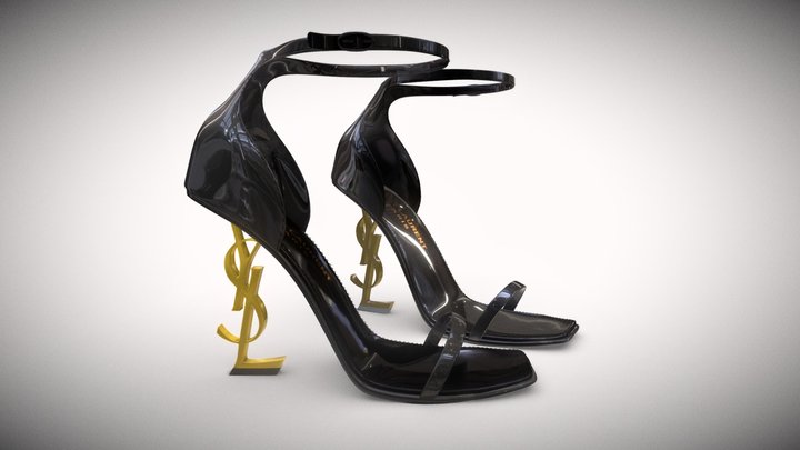 YSL Heels Leather Black 3D Model