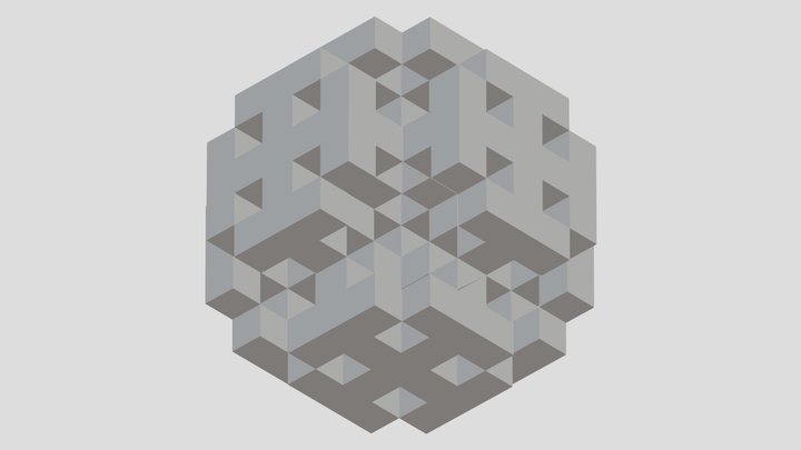 Recursive Cube Fractal | Level 3 3D Model