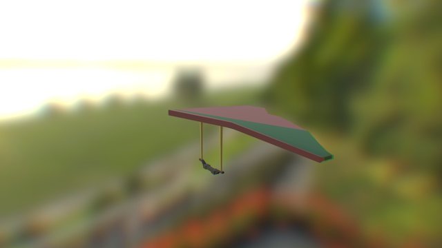 Low-Poly Red Hang Glider 3D Model