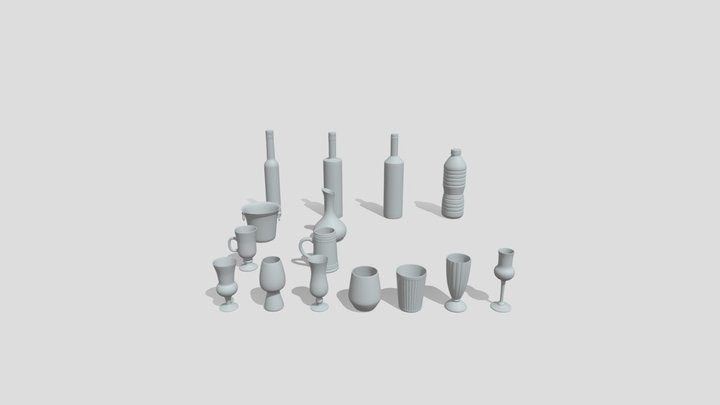 Glass,Bottle Asset 3D Model
