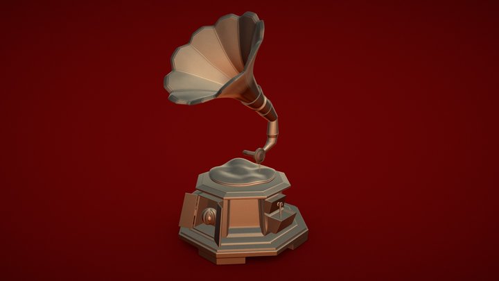 Old Timey Gramophone - Matcap 3D Model