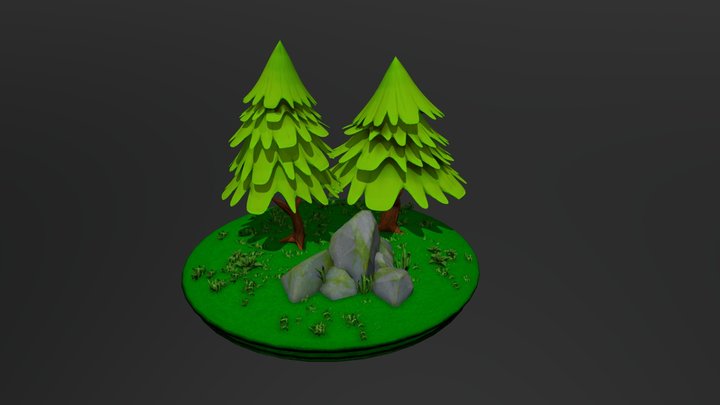 Trees and Rocks 3D Model