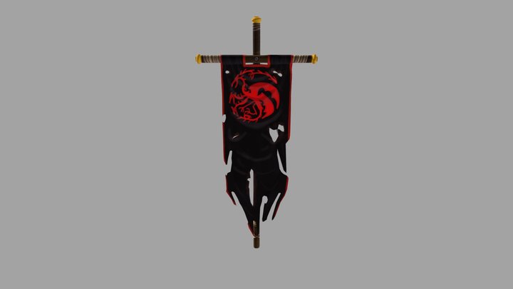 Stylized Dragon Flag 3D Model