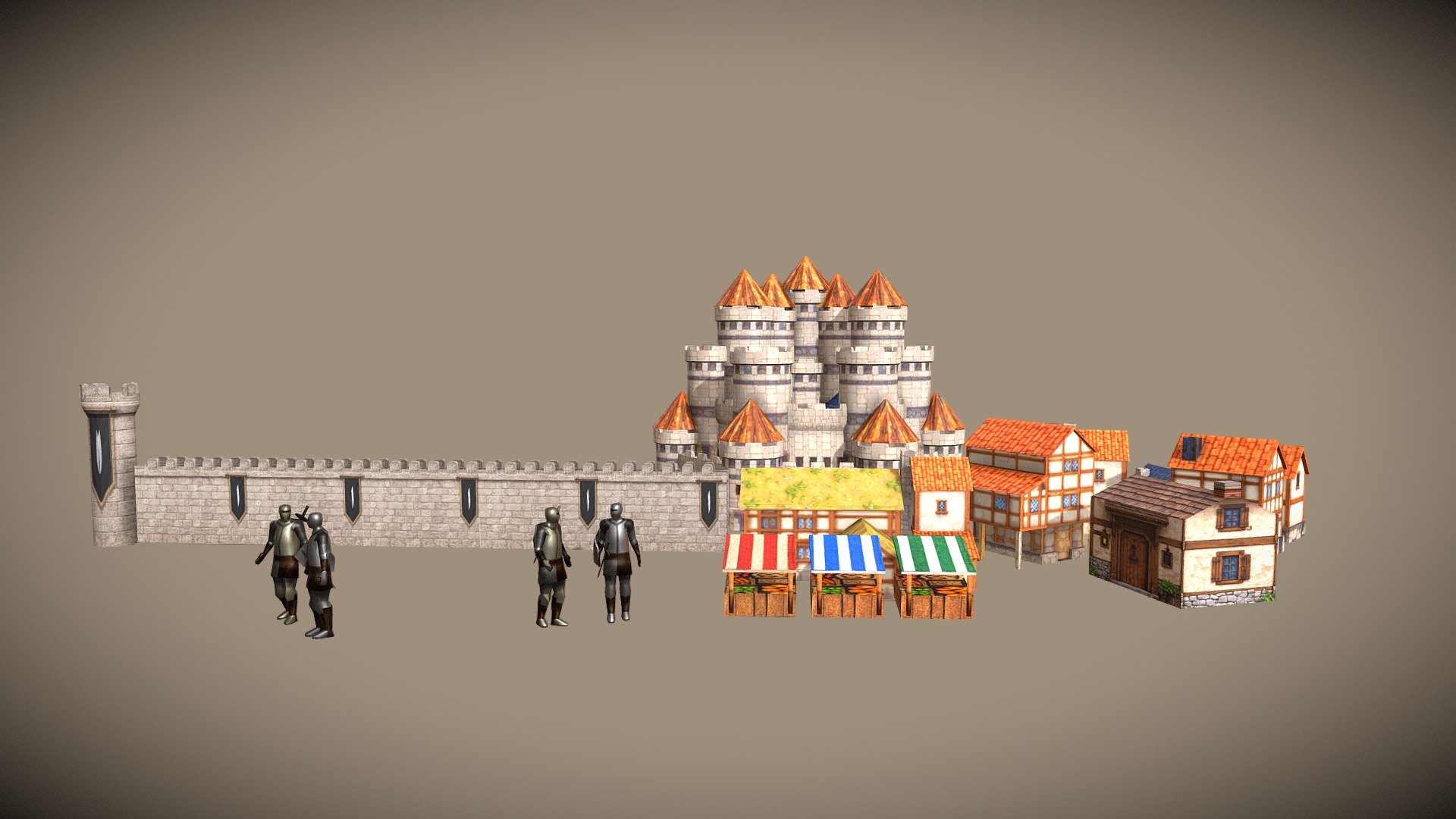 Medieval Walled Village – Stylized Game Assets - Download Free 3D model ...