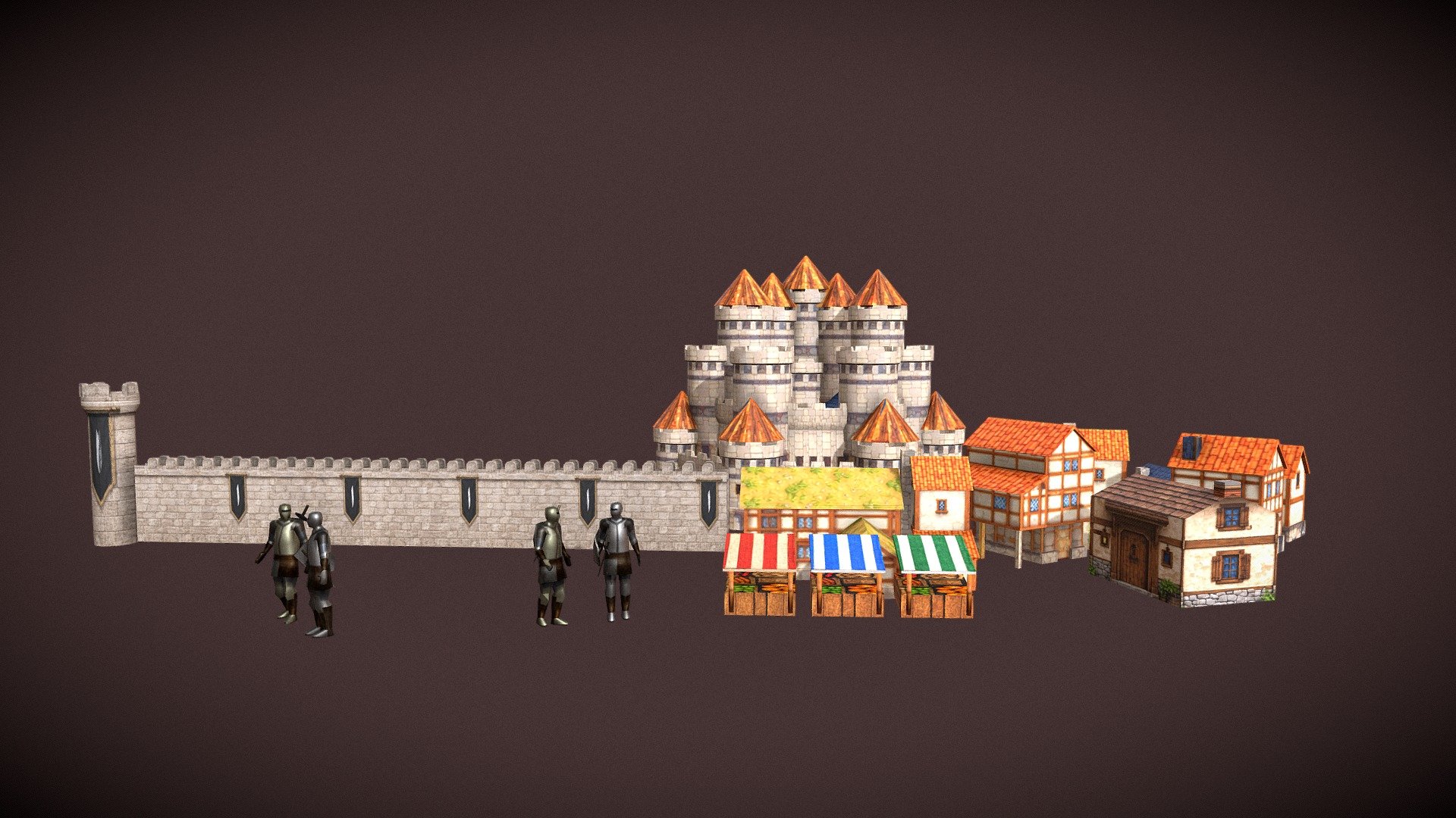 Medieval Walled Village – Stylized Game Assets - Download Free 3D model ...