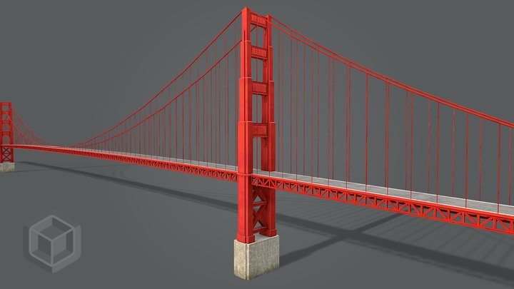 Low Poly Golden Gate Bridge San Francisco 3D Model