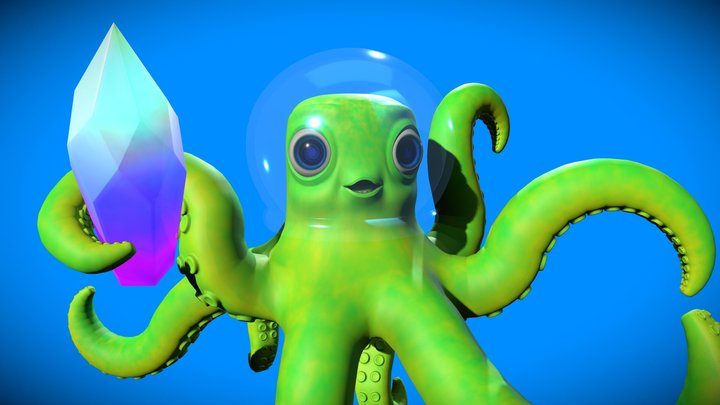 Green Octopus 3D Model