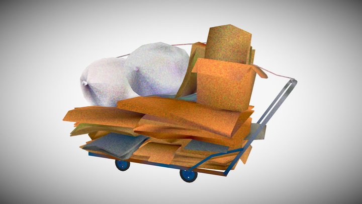 Grain Noise Style Cardboard Trolley 3D Model