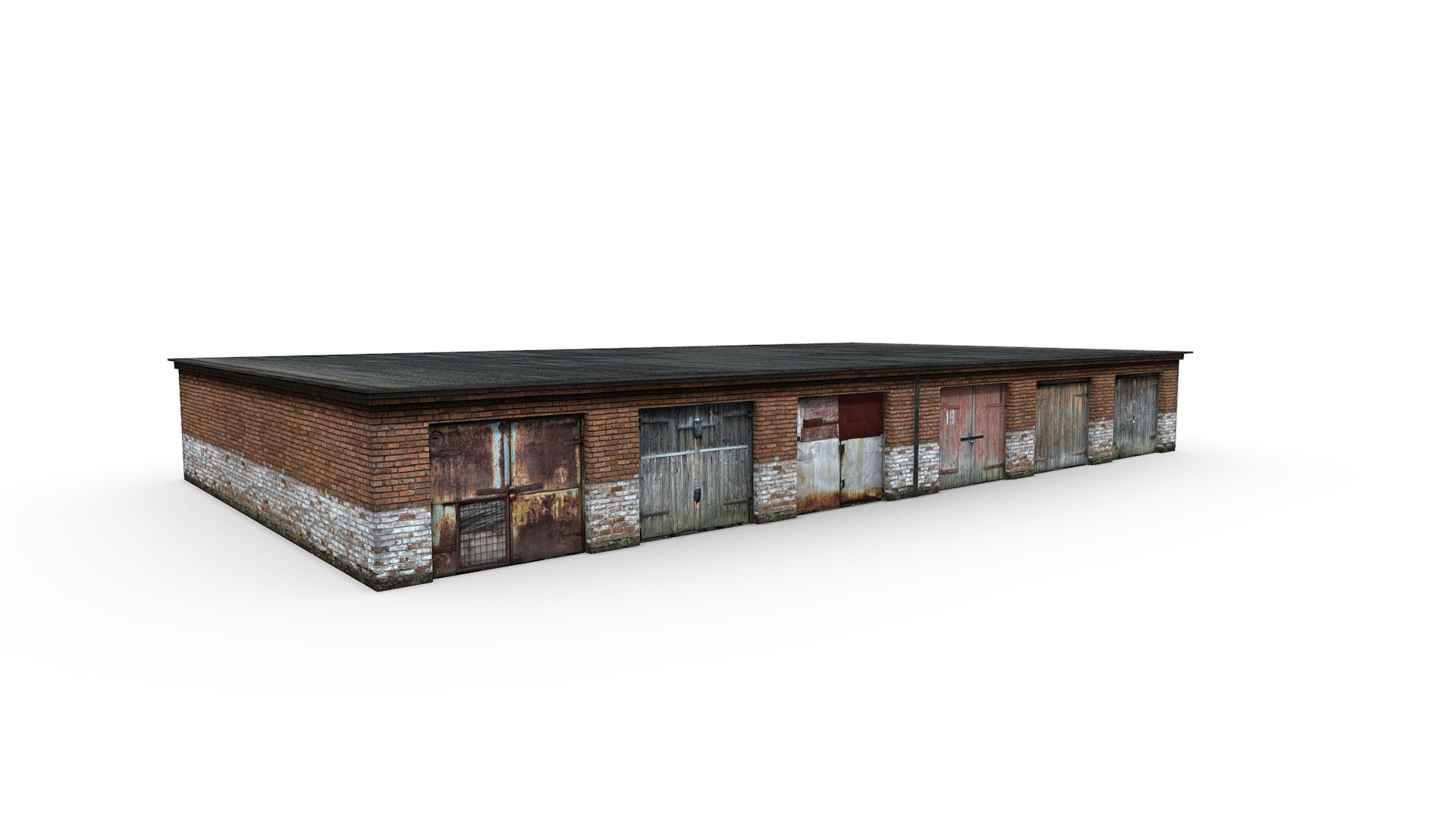 3D model Garage - This is a 3D model of the Garage. The 3D model is about a brick building with a white background.