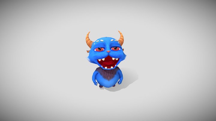 Cute Blue Monster 3D Model