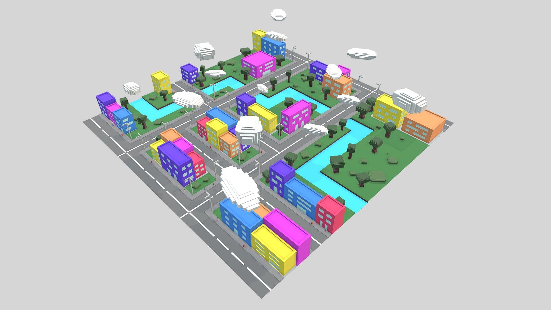 Low-Poly Stylized Cartoon City Town - Buy Royalty Free 3D model by ...