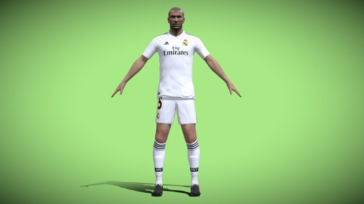 3D Rigged Zinedine Zidane Real Madrid 3D Model