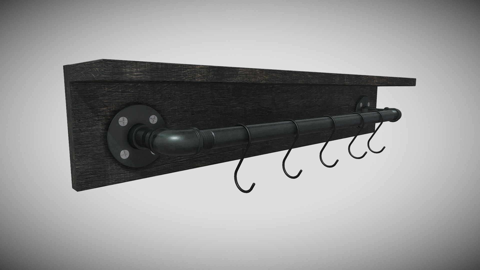 3D model Industrial Pipe Coatrack - This is a 3D model of the Industrial Pipe Coatrack. The 3D model is about a black and silver gun.