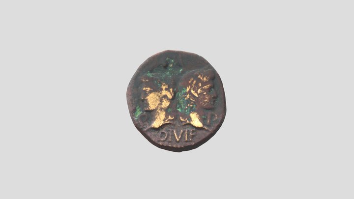 A bronze coin showing Augustus and Agrippa 3D Model
