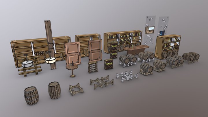 Wine Cellar Props 3D Model