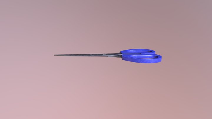 Used Blue Scissors 3D Model