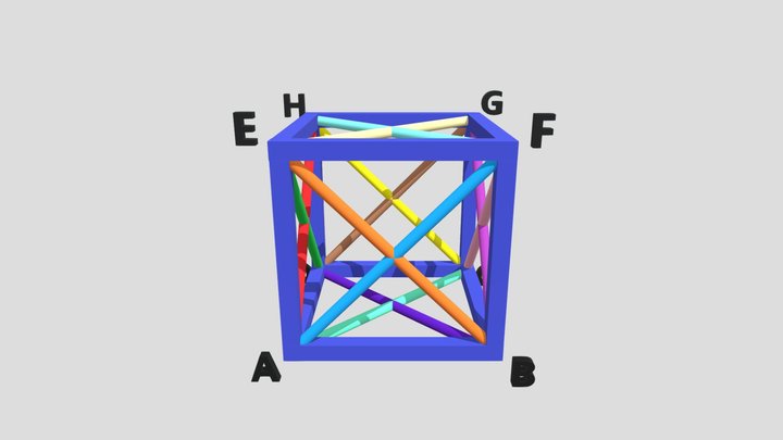 Diagonal Bidang kubus 3D Model