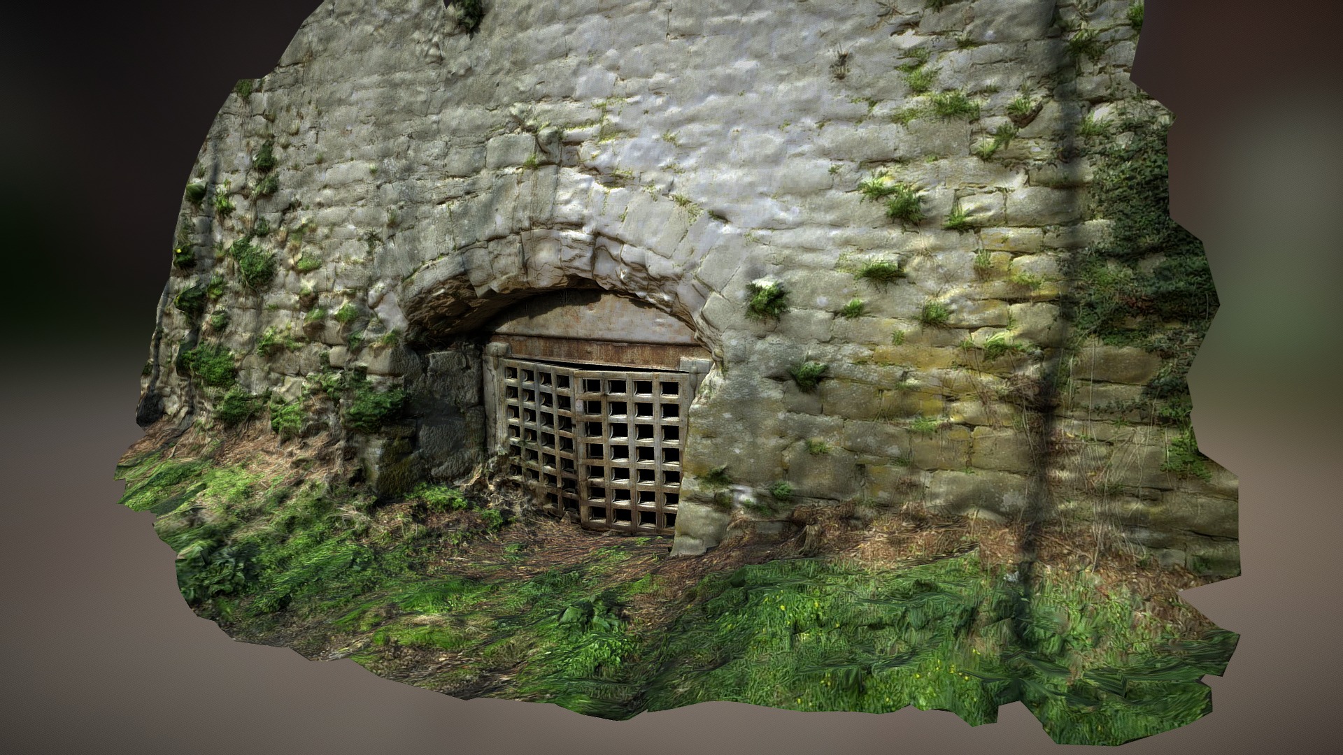 3D model Basement - This is a 3D model of the Basement. The 3D model is about a stone building with a gate.