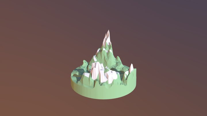 low poly valley with castle 3D Model