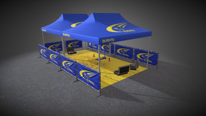 Low Poly Pixel Art Rally Service Park 3D Model