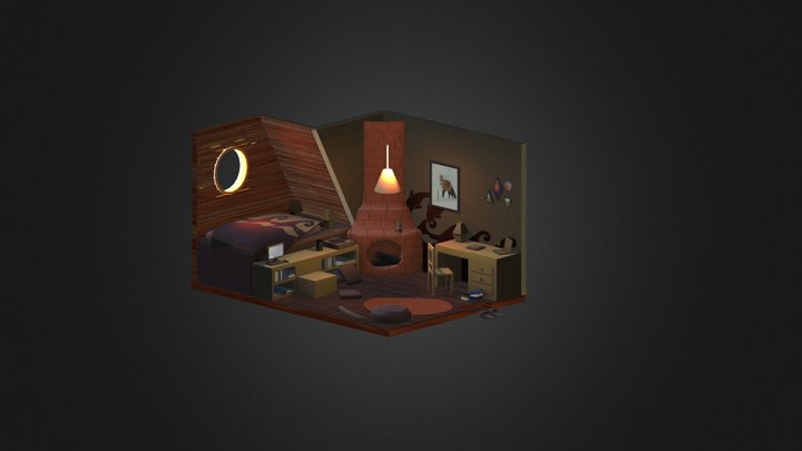 Teenager Isometric Room 3D Model