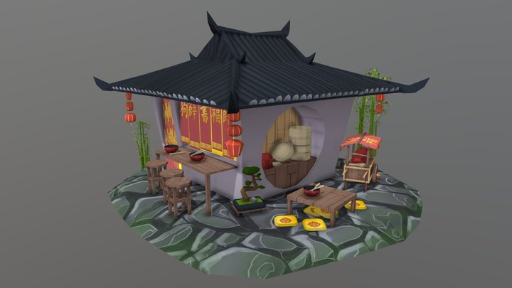 Ancient Chinese ramen shop 3D Model