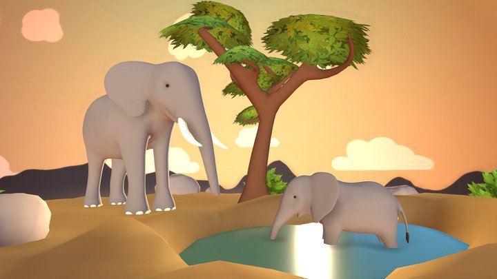 Elephants 3D Model