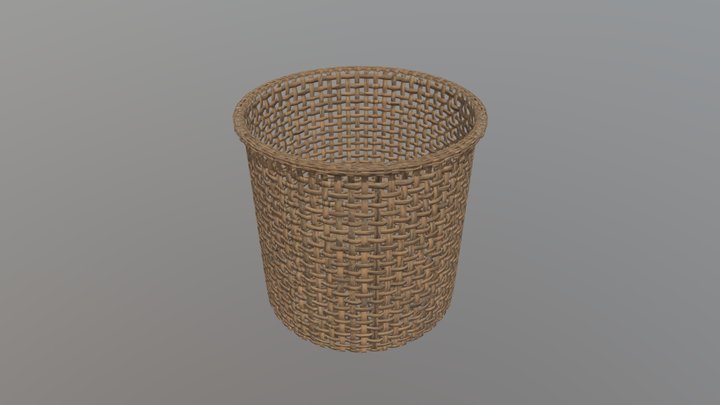 Handcrafted Woven Basket 3D Model